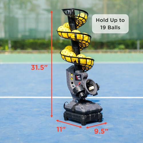 Furlihong 3802PBH Pickleball Machine, Adjustable Speed & Angles, Pickleball Launcher with Auto Swing Base, Powered by Power Bank/Batteries/AC Power, for All-Level Training - 12