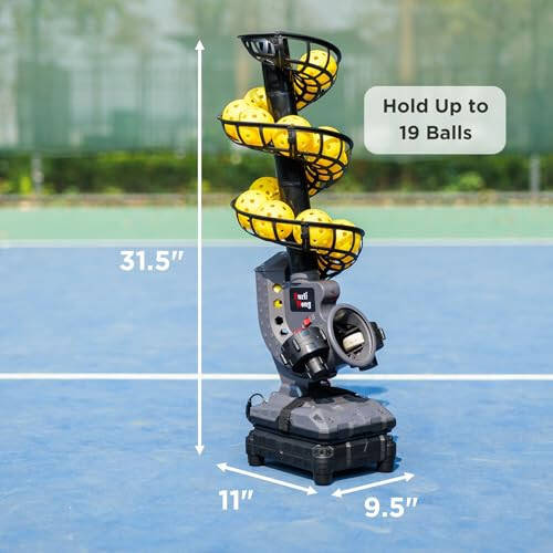 Furlihong 3802PBH Pickleball Machine, Adjustable Speed & Angles, Pickleball Launcher with Auto Swing Base, Powered by Power Bank/Batteries/AC Power, for All-Level Training - 5