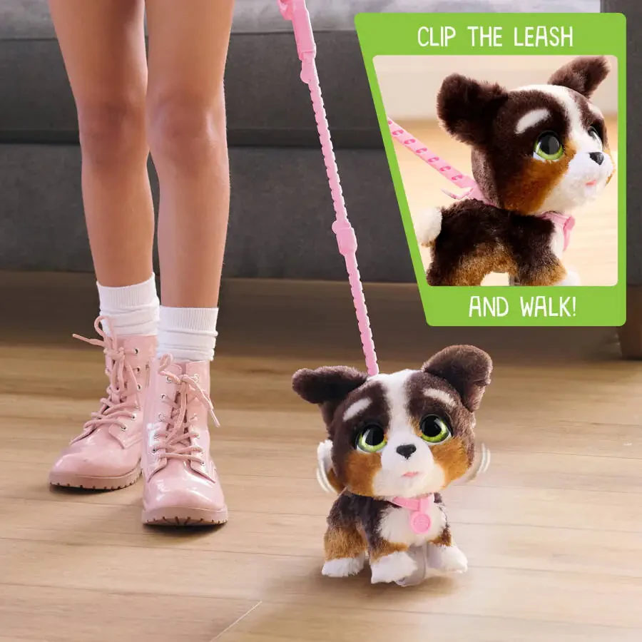 furReal Walk-A-Lots Bernedoodle Interactive Toy, 8-дюймовый ходячий плюшевый щенок со звуками, искусственный мех, детские игрушки для детей от 4 лет - 4