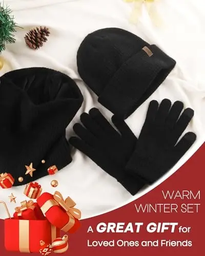 FURTALK Ayollar Qishki Shlyapa Sharf Qo'lqoplar To'plami Trikotaj Qalin Beanie Sensorli Ekran Qo'lqoplari Erkaklar Ayollar uchun Bo'yin Isitgichi - 6