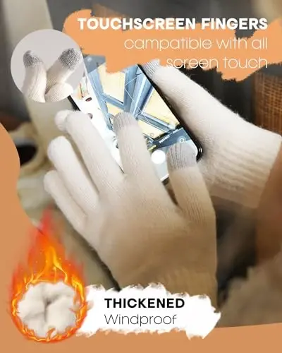 FURTALK Ayollar Qishki Shlyapa Sharf Qo'lqoplar To'plami Trikotaj Qalin Beanie Sensorli Qo'lqoplar Erkaklar Ayollar uchun Bo'yin Isitgich - 3