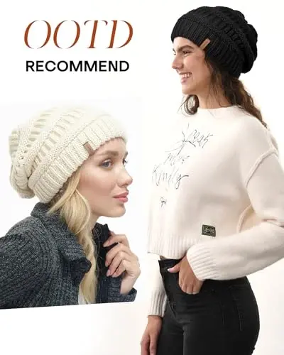 FURTALK Ayollar Qishki Trikotaj Beanie Shlyapa Iliq Trikotaj Bosh Suyuq Ski Shapka Ayollar uchun - 5