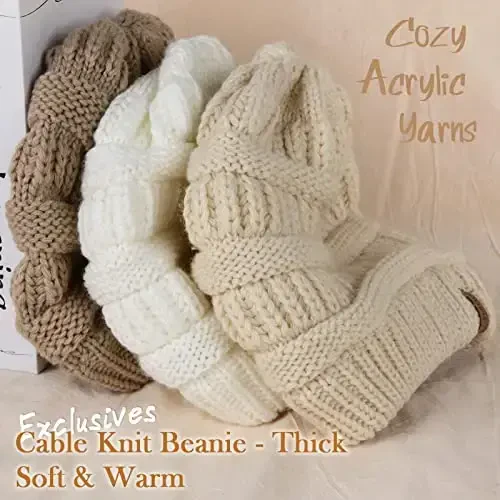 FURTALK Ayollar Qishki Trikotaj Beanie Shlyapa Issiq Trikotaj Bosh suyagi chang'i shapka Ayollar uchun shlyapalar - 2