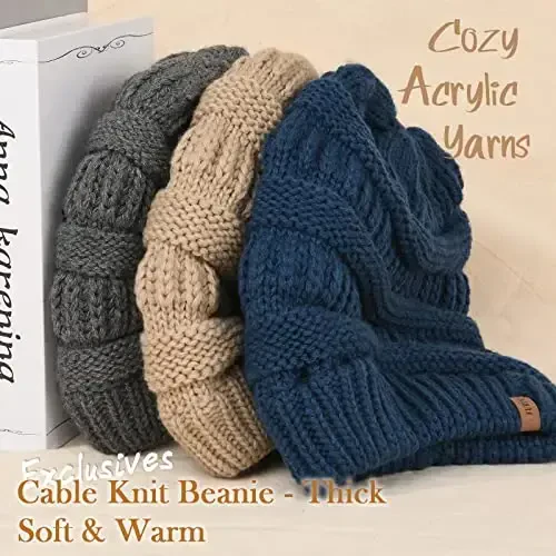 FURTALK Ayollar Qishki Trikotaj Beanie Shlyapa Issiq Trikotaj Bosh Suyagi chang'i shapkalari Ayollar uchun - 2