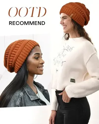 FURTALK Ayollar Qishki Trikotaj Beanie Shlyapa Issiq Trikotaj Bosh suyagi chang'i shapkalari Ayollar uchun - 3