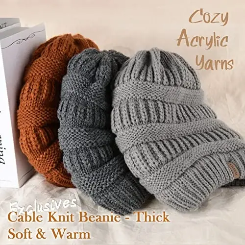 FURTALK Ayollar Qishki Trikotaj Beanie Shlyapa Issiq Trikotaj Bosh suyagi chang'i shapkalari Ayollar uchun - Modazone (1)