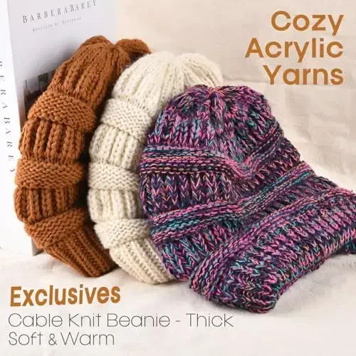 FURTALK Ayollar Qishki Trikotaj Beanie Shlyapa Issiq Trikotaj Bosh suyagi chang'i shapkalari Ayollar uchun - 4