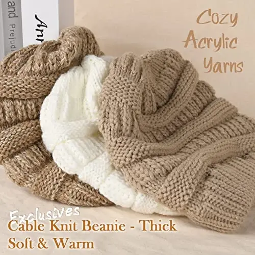 FURTALK Ayollar Qishki Trikotaj Beanie Shlyapa Issiq Trikotaj Bosh suyagi chang'i shapkalari Ayollar uchun - Modazone (1)