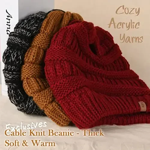 FURTALK Ayollar Qishki Trikotaj Beanie Shlyapa Issiq Trikotaj Bosh Suyagi Chang'i Shlyapalari Ayollar uchun - 2