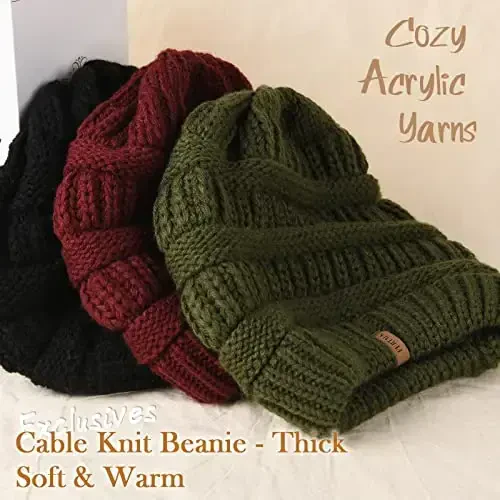 FURTALK Ayollar Qishki Trikotaj Beanie Shlyapa Issiq Trikotaj Bosh Suyagi Ski Shapka Ayollar uchun Shlyapalar - 2