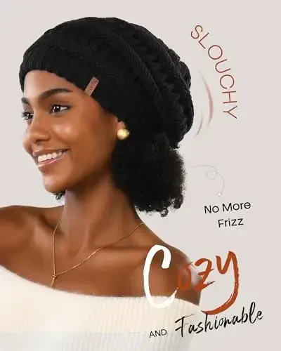 FURTALK Ayollar Saten Astarli Trikotaj Beanie Bo'sh Qishki Shlyapalar Bosh Yumshoq Issiq Qopqoq - 3