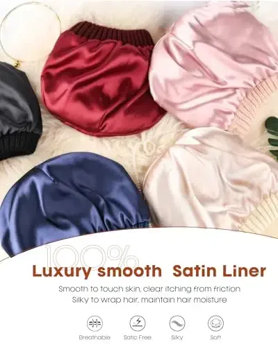 FURTALK Ayollar uchun atlas astarli trikotaj shapka Yumshoq Qishki Boshsuyagi issiq qalpoq - FURTALK (1)