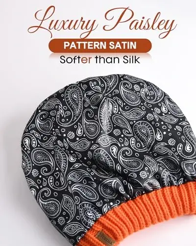 FURTALK Ayollar uchun qishki shapka Satin qoplamali o'ralgan trikotaj qalin yumshoq shapkalar Bosh suyagi issiq qalpoq - 2