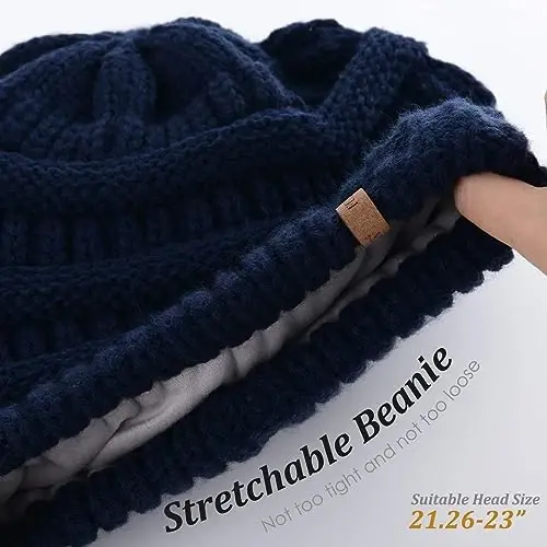 FURTALK Ayollar uchun qishki shapkalar Fleece astarli trikotaj shapkalar Yumshoq issiq shapkalar Chang'i bosh suyagi shapkasi - FURTALK (1)