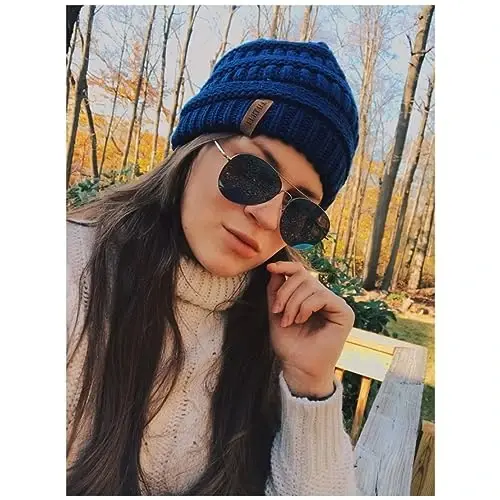 FURTALK Ayollar uchun qishki shapkalar Fleece astarli trikotaj shapkalar Yumshoq issiq shapkalar Chang'i bosh suyagi shapkasi - 4