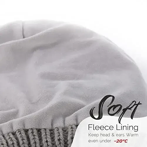 FURTALK Ayollar uchun qishki shapkalar Fleece bilan qoplangan trikotaj shapkalar Yumshoq issiq shapkalar chang'i bosh suyagi qopqog'i - FURTALK (1)