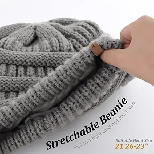 FURTALK Ayollar uchun qishki shapkalar Fleece bilan qoplangan trikotaj shapkalar Yumshoq issiq shapkalar chang'i bosh suyagi qopqog'i - 3