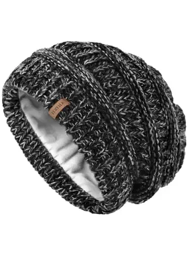 FURTALK Ayollar uchun qishki shapkalar, jun bilan qoplangan trikotaj shapkalar, yumshoq iliq shapkalar, chang'i kallasi qopqog'i 