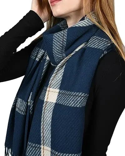 FURTALK Ayollar uchun qishki sharf CasModazoneere his qiladigan shol ro'mol tassel plaid katta o'lchamli sharflar o'rami - 4