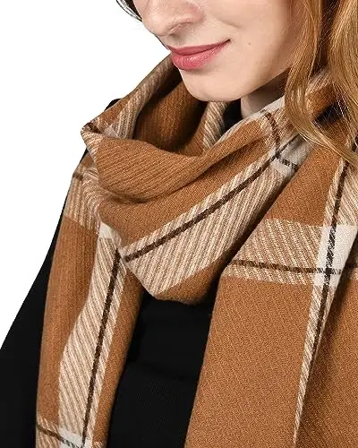 FURTALK Ayollar uchun qishki sharf Shol CasModazoneere Tassel Plaid Katta hajmli sharflar o'ramlari - 4