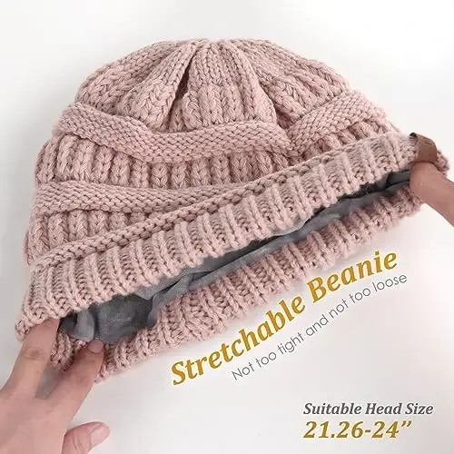 FURTALK Ayollar uchun Qishki Shlyapalar Fleece Astarli Trikotaj Beanie Shlyapalar Slouchy Iliq Beanies Chang'i Bosh Suyagi Shapka - FURTALK (1)
