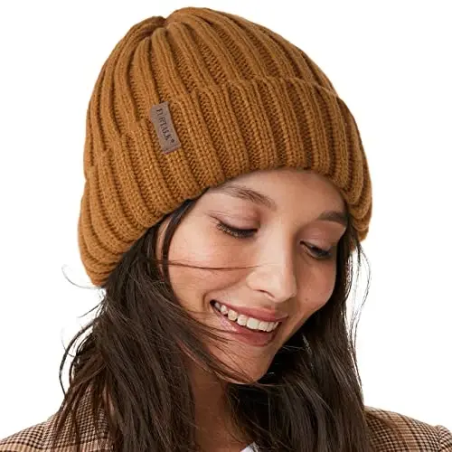 FURTALK Ayollar uchun qishki shlyapalar Fleece bilan qoplangan Beanie Trikotaj katta hajmli ayollar qor shapkasi - FURTALK