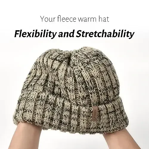 FURTALK Ayollar uchun qishki shlyapalar Fleece bilan qoplangan Beanie trikotaj katta hajmli ayollar qor shapkasi - 4