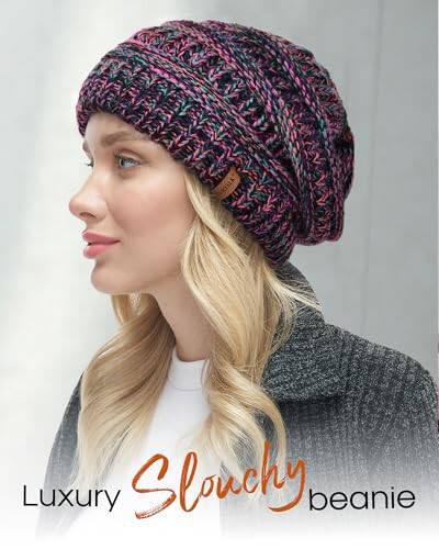 FURTALK ayollar uchun qishki slouchy beanie shlyapasi ayollar uchun issiq kabel trikotaj strench bosh suyagi qopqog'i - 3