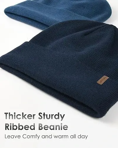 FURTALK Beanie for Men Women Cuffed Thick Knitted Unisex Winter Hat Beanies Skull Cap 