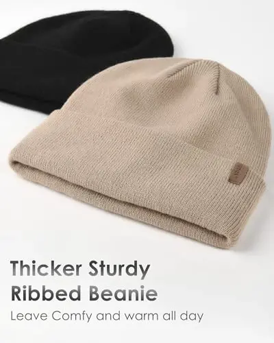 FURTALK Beanie for Men Women Cuffed Thick Knitted Unisex Winter Hat Beanies Skull Cap - FURTALK