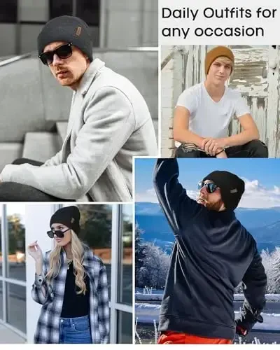 FURTALK Beanie for Men Women Cuffed Thick Knitted Unisex Winter Hat Beanies Skull Cap - 5