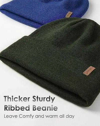 FURTALK Beanie for Men Women Cuffed Thick Knitted Unisex Winter Hat Beanies Skull Cap - 1