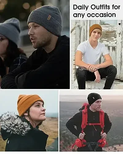 FURTALK Beanie for Men Women Cuffed Thick Knitted Unisex Winter Hat Beanies Skull Cap - 4