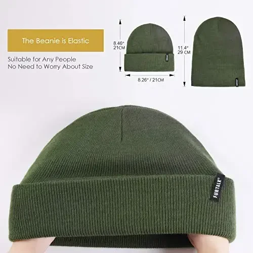 FURTALK Beanie Hat for Men Women Winter Hats for Women Men Soft Warm Unisex Cuffed Beanie Knitted Skull Cap - 3
