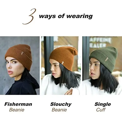 FURTALK Beanie Hats for Women Men Winter Hats Womens Knitted Slouchy Beanies Cuffed Skull Cap Warm Ski Hat - 4