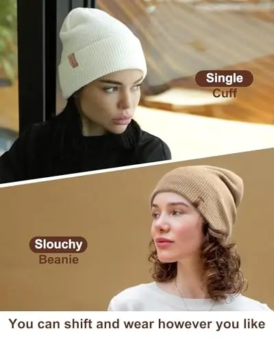 FURTALK Beanie Hats for Women Men Winter Hats Womens Knitted Slouchy Beanies Cuffed Skull Cap Warm Ski Hat - 5