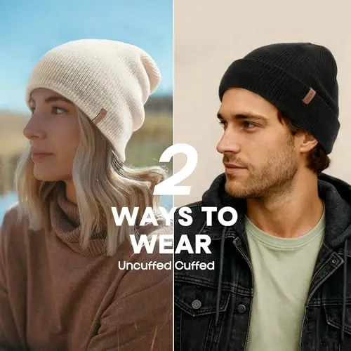 FURTALK Beanie Hats for Women Men Winter Hats Womens Knitted Slouchy Beanies Cuffed Skull Cap Warm Ski Hat - 3