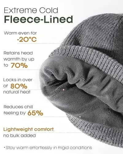 FURTALK Erkaklar Ayollar uchun Qishki Shlyapalar Fleece Astarli Beanie Iliq Manjetli Ochiq череп Shapka - 6
