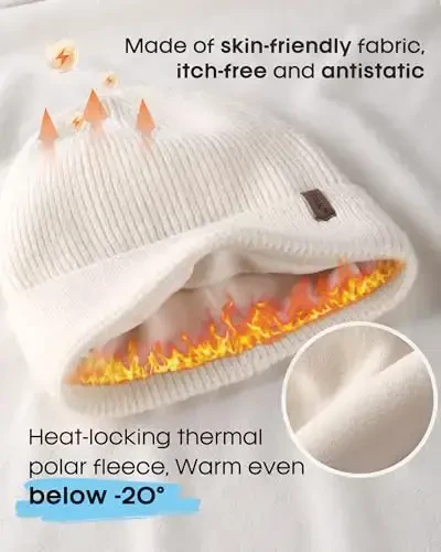 FURTALK Erkaklar Ayollar uchun Qishki Shlyapalar Fleece Astarlı Beanie Issiq Manşetli Tashqi Bosh Suyagi Shapka - FURTALK (1)