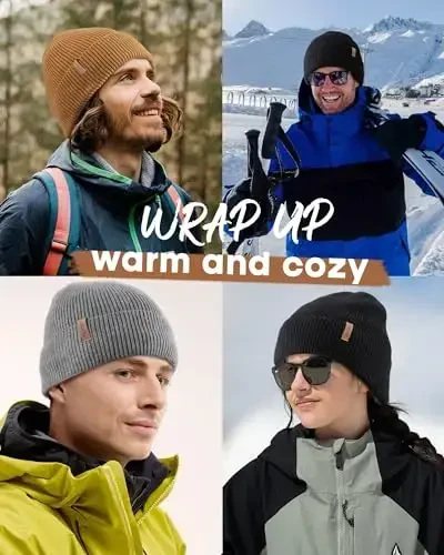 FURTALK Erkaklar Ayollar uchun Qishki Shlyapalar Fleece Astarlı Beanie Issiq Manşetli Tashqi Bosh Suyagi Shapka - 6