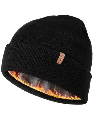 FURTALK Erkaklar uchun Beanie Fleece Astarlı Qishki Shlyapalar Ikki Qavatli Zamonaviy Trikotaj Manjetli Oddiy Shlyapa - 6