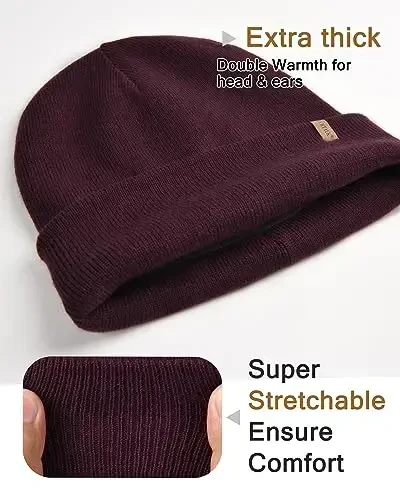 FURTALK Erkaklar uchun Beanie Fleece Qoplamali Qishki Shlyapalar Ikki Qavatli Zamonaviy Trikotaj Qilgan Qisma Oddiy Shlyapa - FURTALK (1)