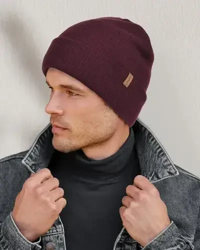 FURTALK Erkaklar uchun Beanie Fleece Qoplamali Qishki Shlyapalar Ikki Qavatli Zamonaviy Trikotaj Qilgan Qisma Oddiy Shlyapa - 4