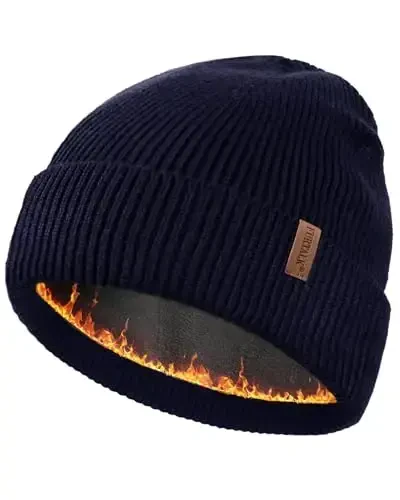 FURTALK Erkaklar va ayollar uchun qishki shapkalar Fleece bilan qoplangan Beanie iliq manjetli tashqi bosh suyagi qopqog'i - 1