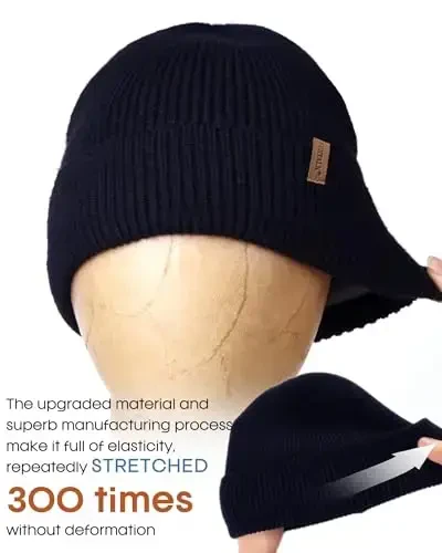 FURTALK Erkaklar va ayollar uchun qishki shapkalar Fleece bilan qoplangan Beanie iliq manjetli tashqi bosh suyagi qopqog'i - 3