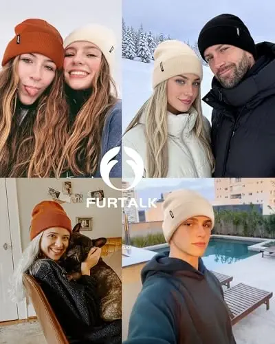 FURTALK Erkaklar va ayollar uchun shapka Qishki shapkalar Ayollar Erkaklar Yumshoq Issiq Uniseks Manjetli Shapka Trikotaj Bosh suyagi qopqog'i - 3