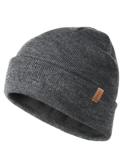 FURTALK Mens Beanie Fleece Lined Winter Hats Double Layered Stylish Knited Cuffed Plain Hat 