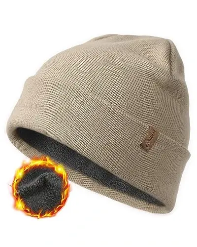 FURTALK Mens Beanie Fleece Lined Winter Hats Double Layered Stylish Knited Cuffed Plain Hat 