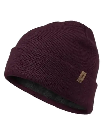 FURTALK Mens Beanie Fleece Lined Winter Hats Double Layered Stylish Knited Cuffed Plain Hat 