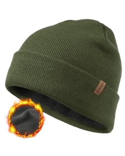 FURTALK Mens Beanie Fleece Lined Winter Hats Double Layered Stylish Knited Cuffed Plain Hat 
